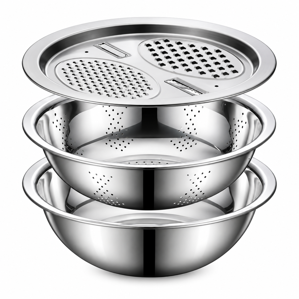 Vegetable Cutter Set with Grater, Sieve, and Mixing Bowl