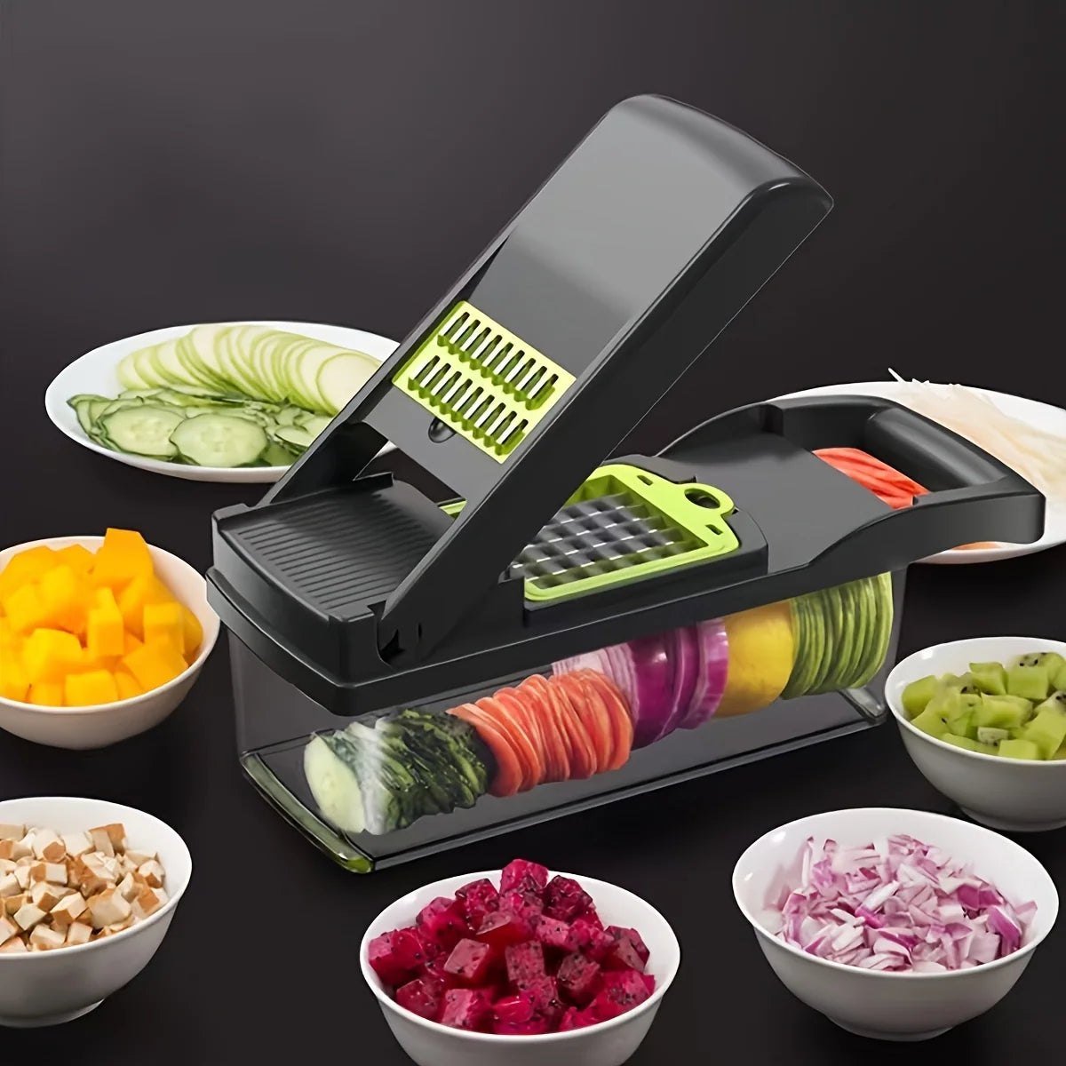 Vegetable Chopper Manual Mandoline Slicer 8 Blade Dicer Inserts