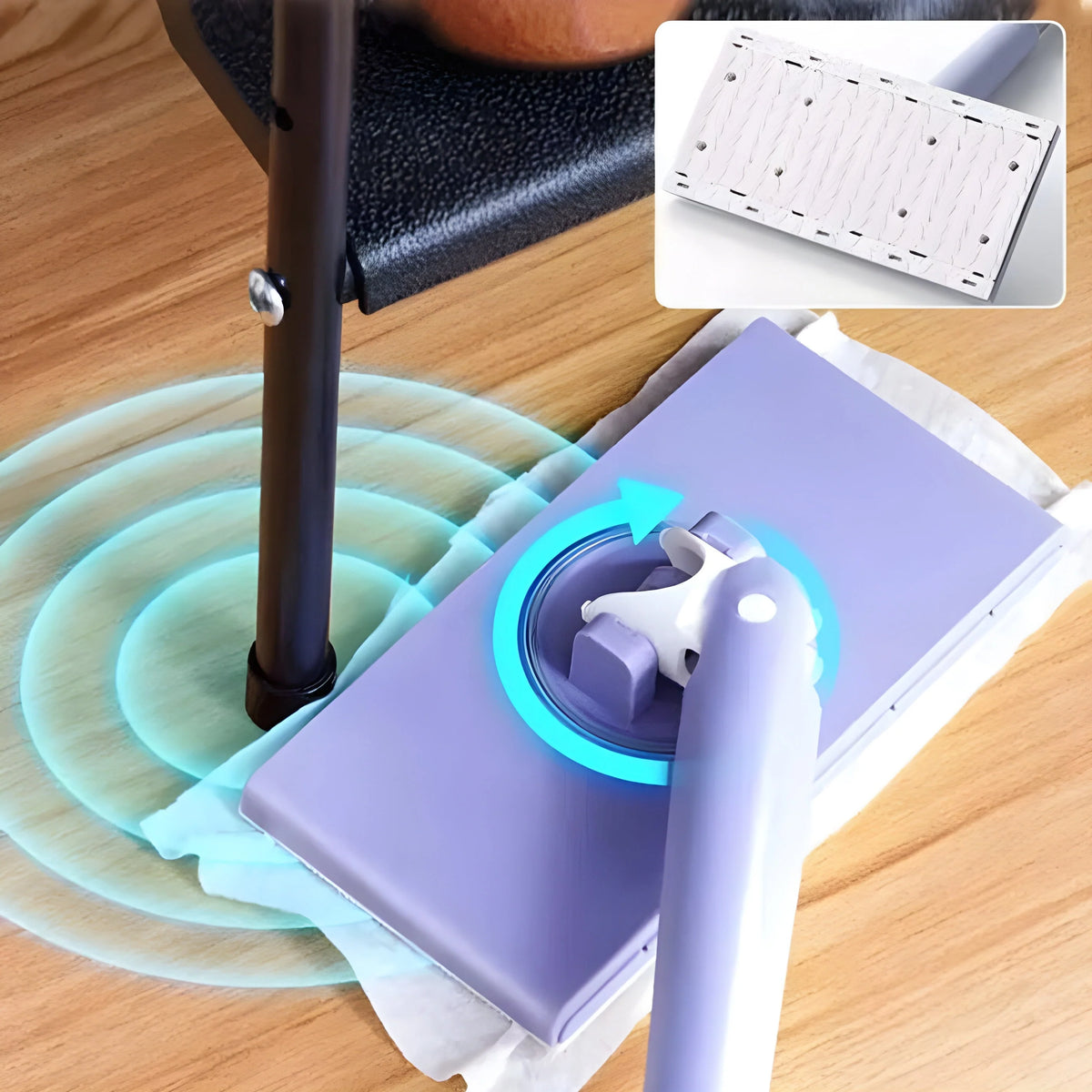 Microfiber Floor Mop Swivel Mop Head & Washable Pads (Wall Mount Holder)