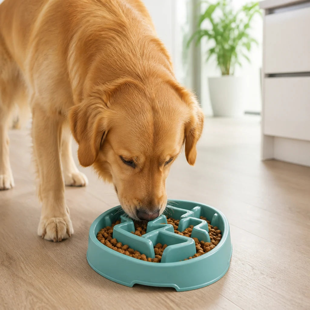 Dog Slow Feeder Bowl Labyrinth Puzzle & Non-Slip Base (Dishwasher Safe)