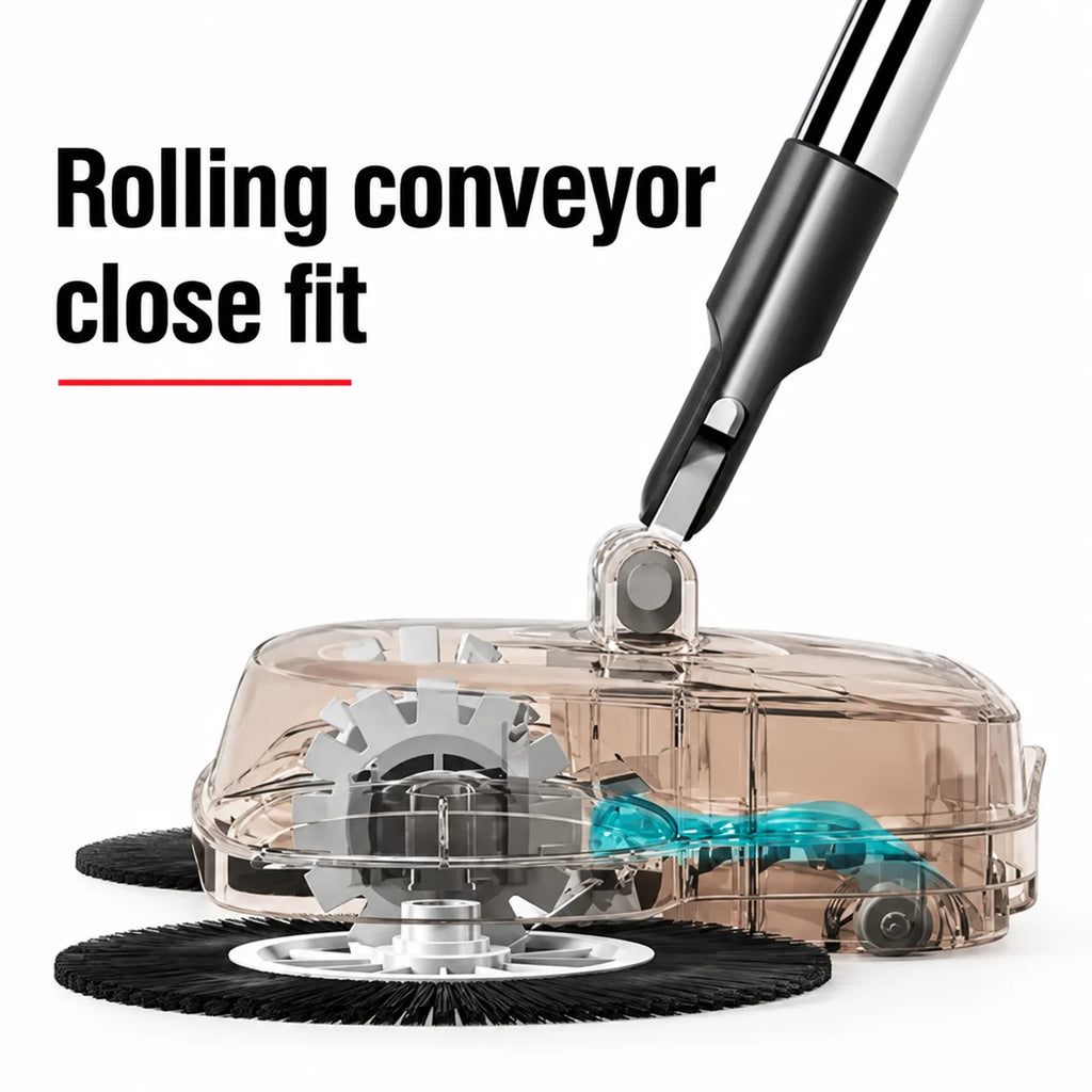Sweeping Machine with 360° Rotating Brushes and Adjustable Handle