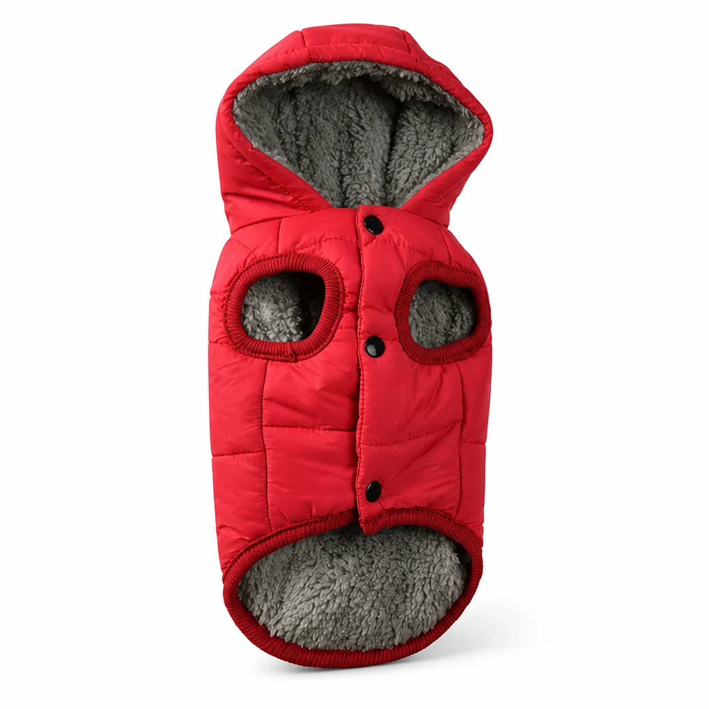 Windproof, fleece-lined dog winter vest with integrated D-ring