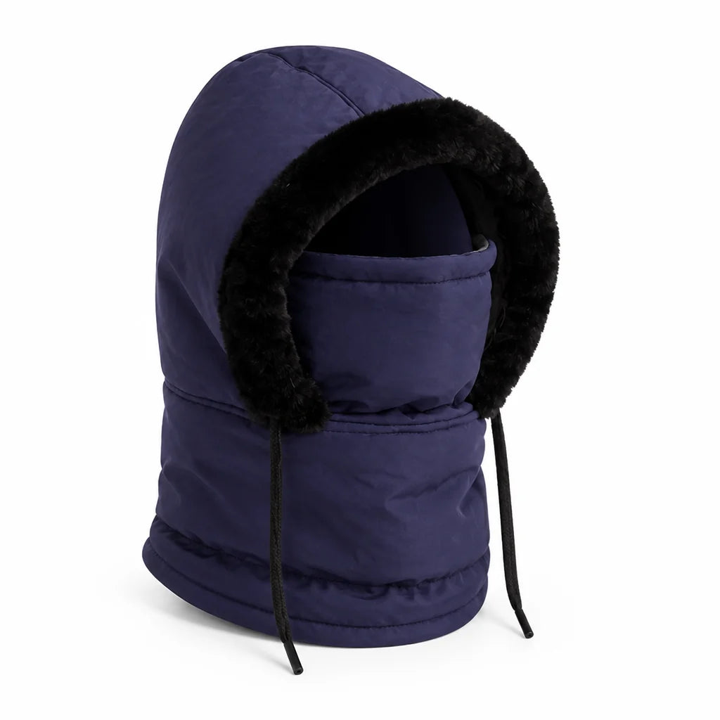 Plush-lined windproof balaclava (integrated face mask)