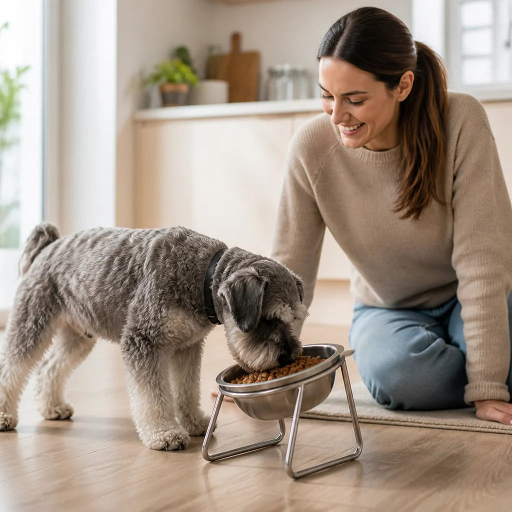 Small Dog Bowl Stainless Steel Tilted 15°
