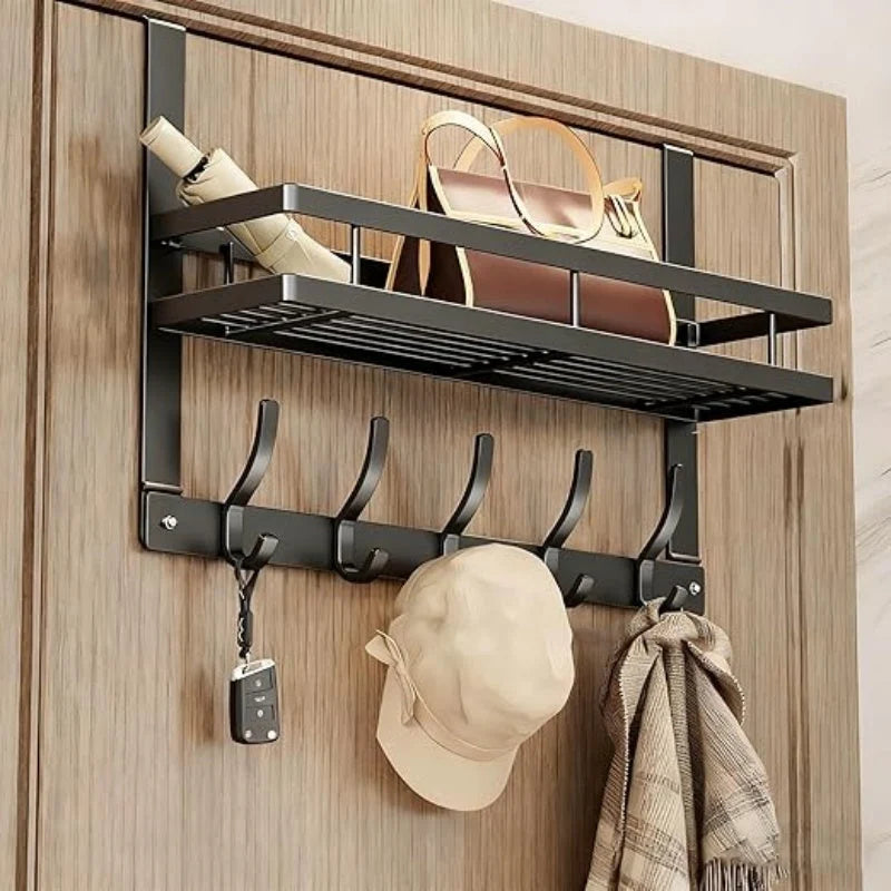 Door Organizer with Storage Basket and Hooks