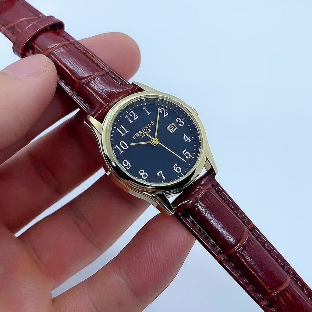 Women's Quartz Wristwatch, Square Dial, Faux Leather Strap