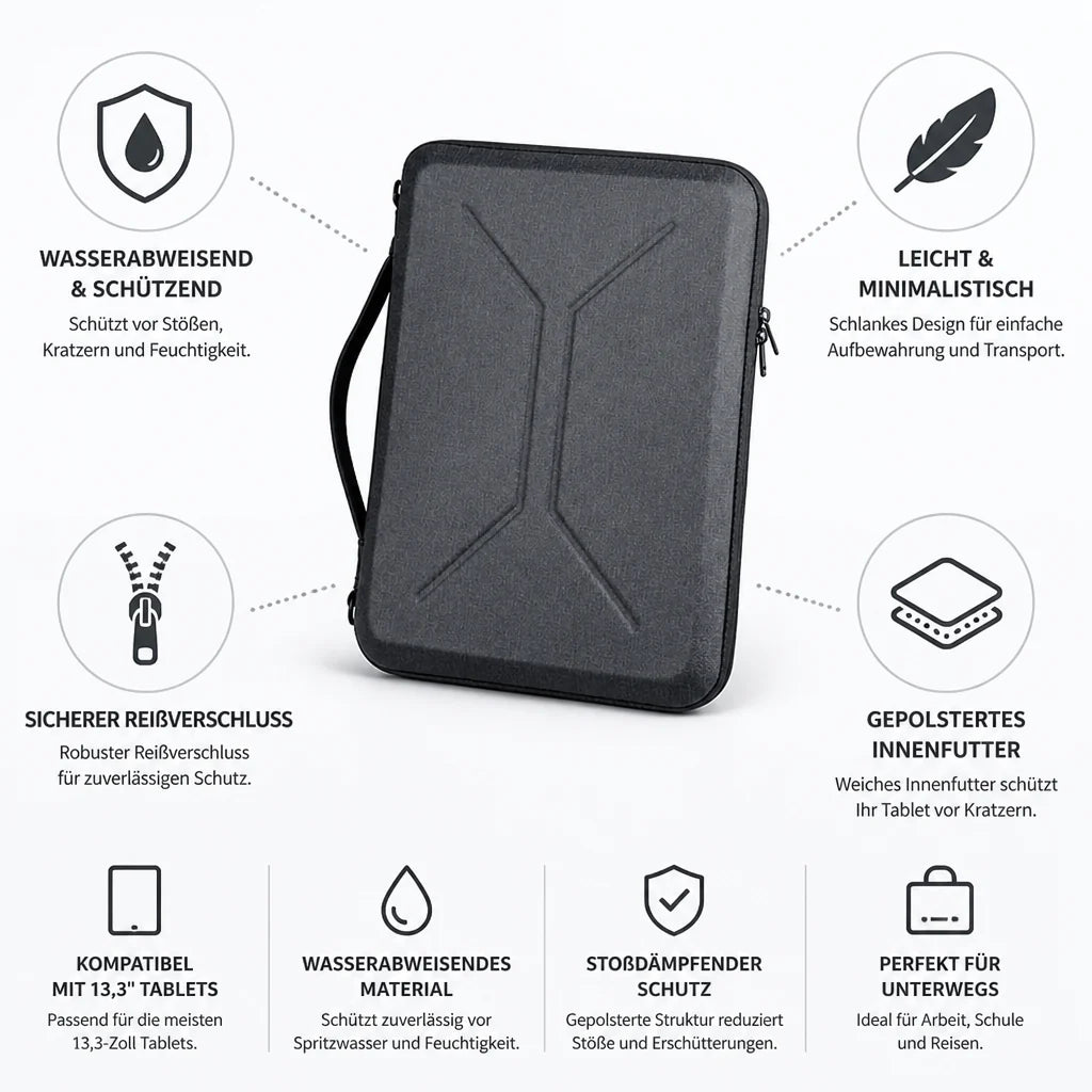 Water-resistant, padded tablet case with zipper (13.3 inch/33 cm)