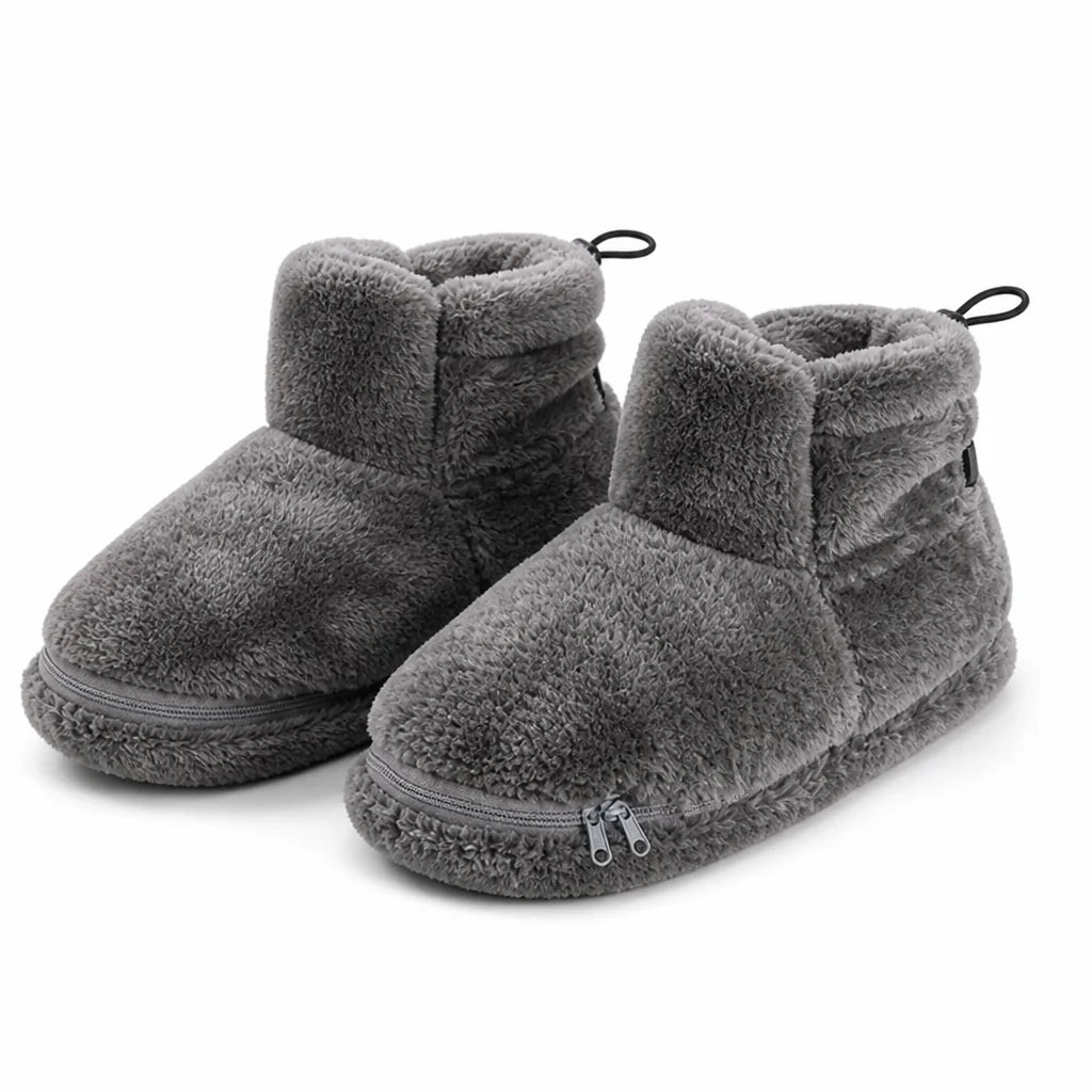USB-operated, plush-lined heated slippers (5 heat settings)