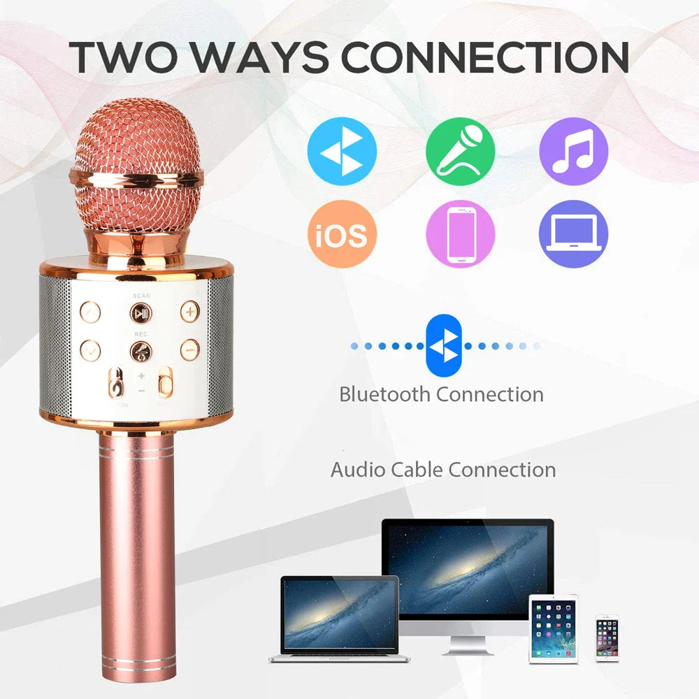 Karaoke Microphone Bluetooth Speaker & Rechargeable 1500mAh Battery