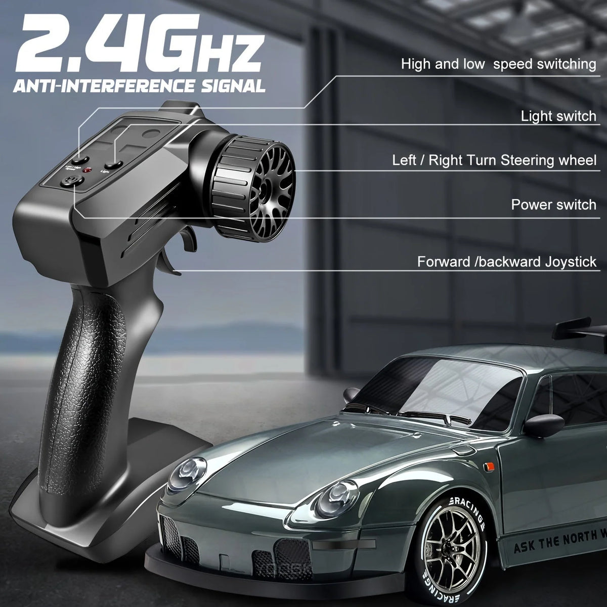 RC Drift Car 4WD LED Light Up Wheels (1:24 Scale)