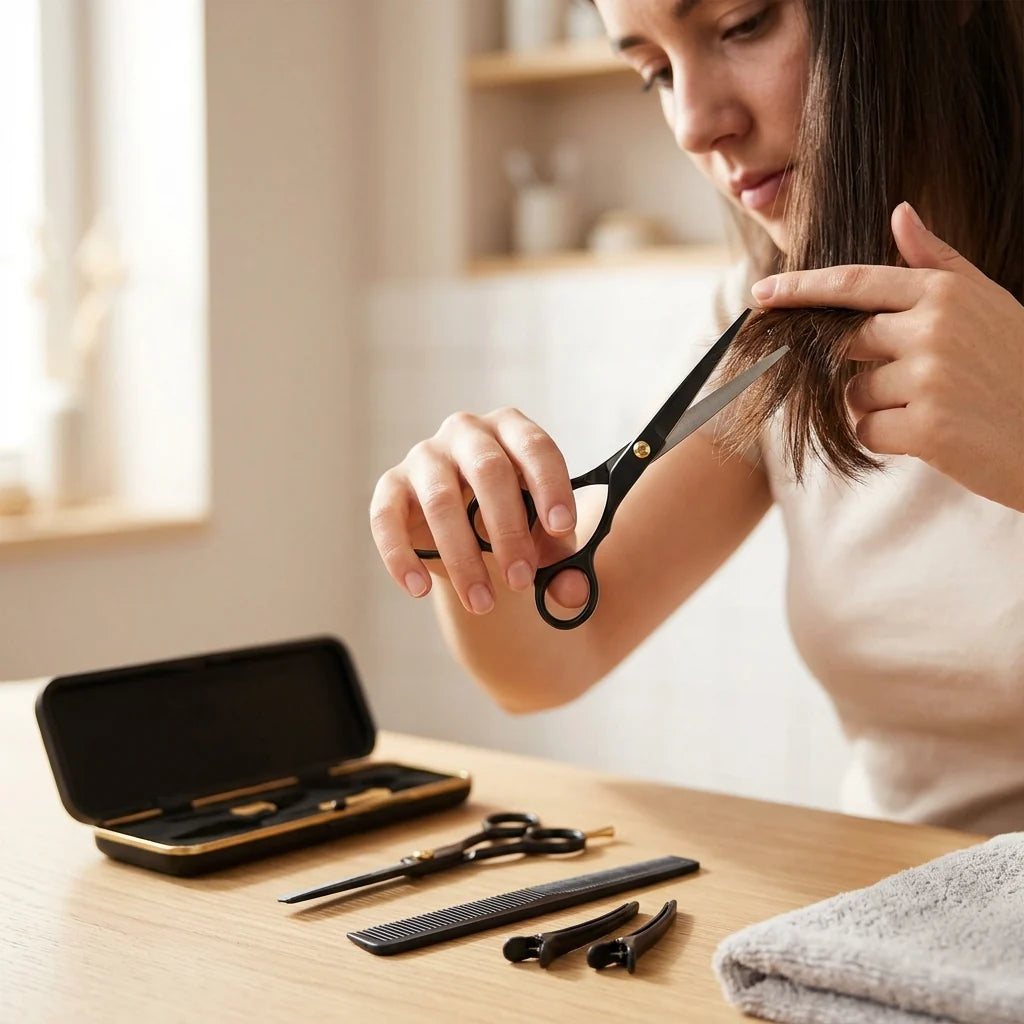 Stainless Steel Hair Cutting Set for Thinning and Cutting (Razor Comb & Case)