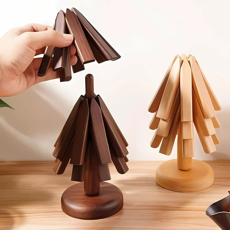 Coaster wooden pot holder foldable