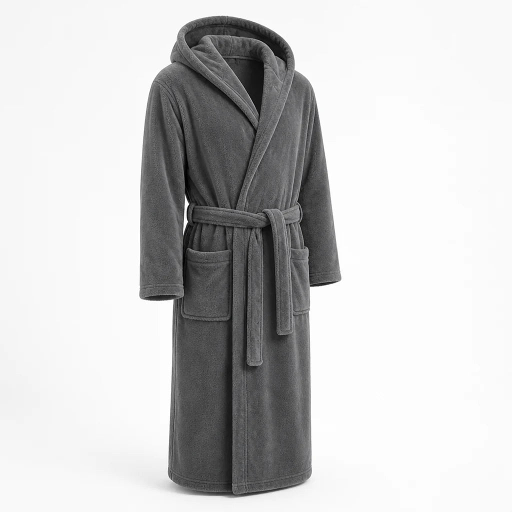 Men's Bathrobe with Hood, High Volume, and Quick-Drying Plush C3