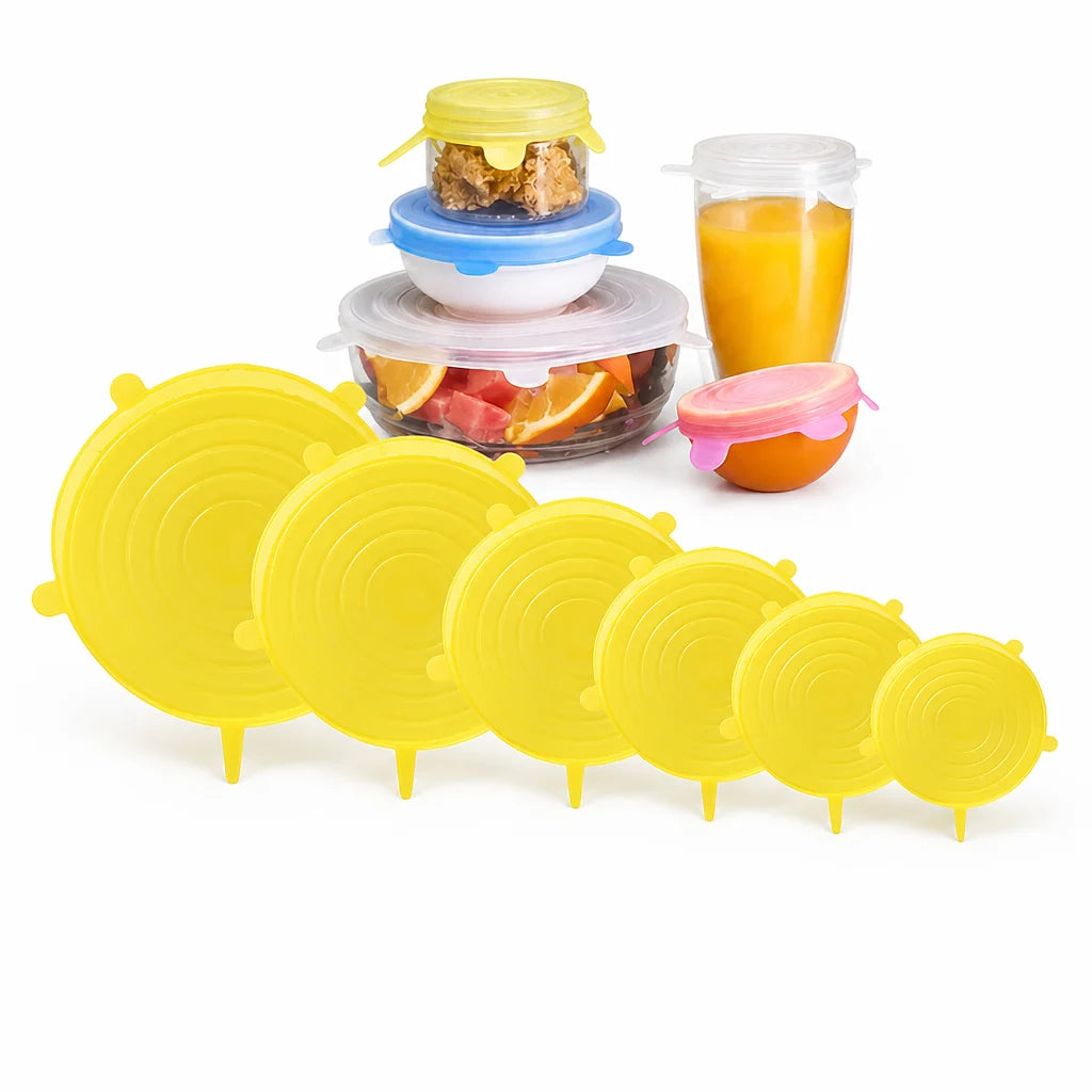Airtight, Food-Grade Silicone Stretch Lids (Set of 6)