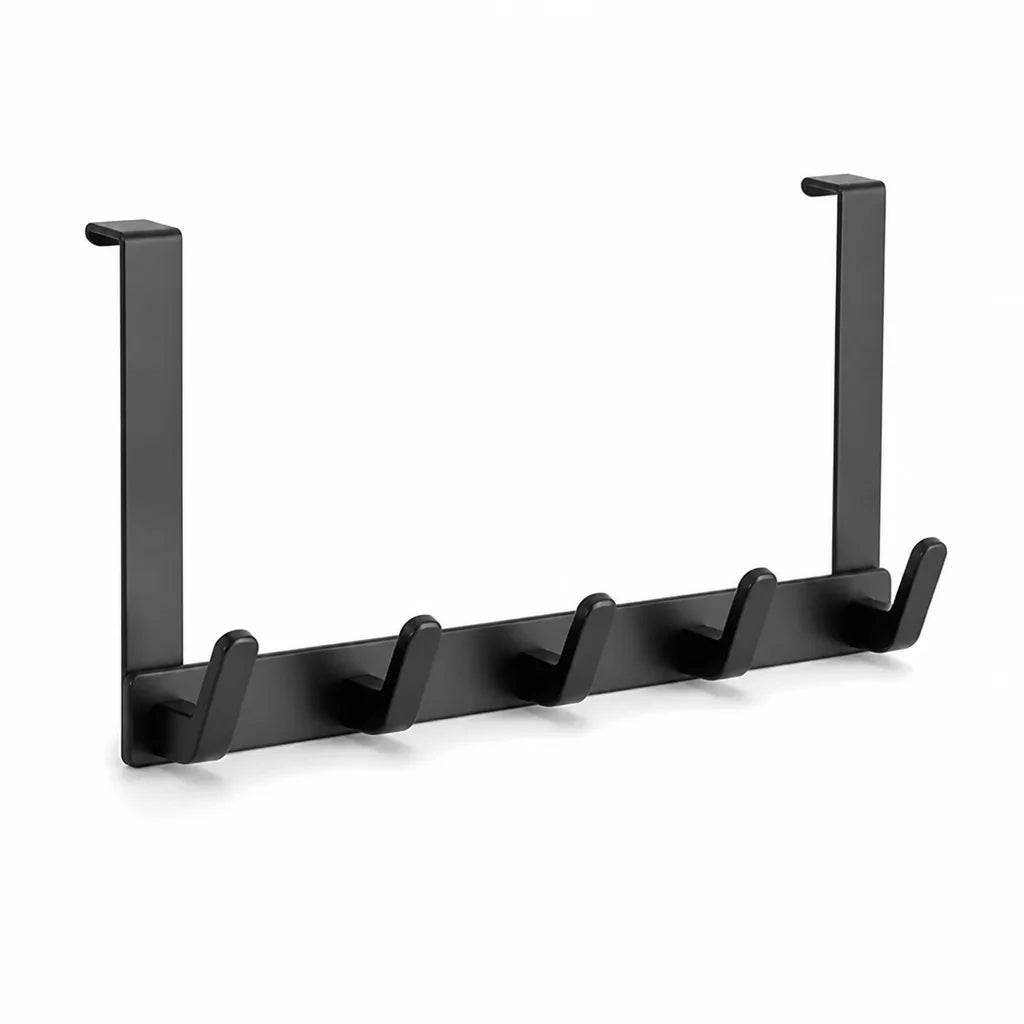Tool-free Stainless Steel Door Hook Rack (5 Hooks)