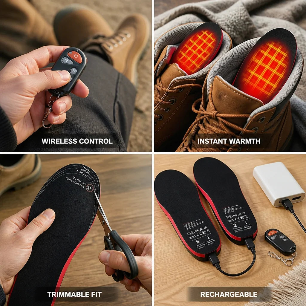 Heated Insoles USB-C Rechargeable Battery Wireless Remote Control