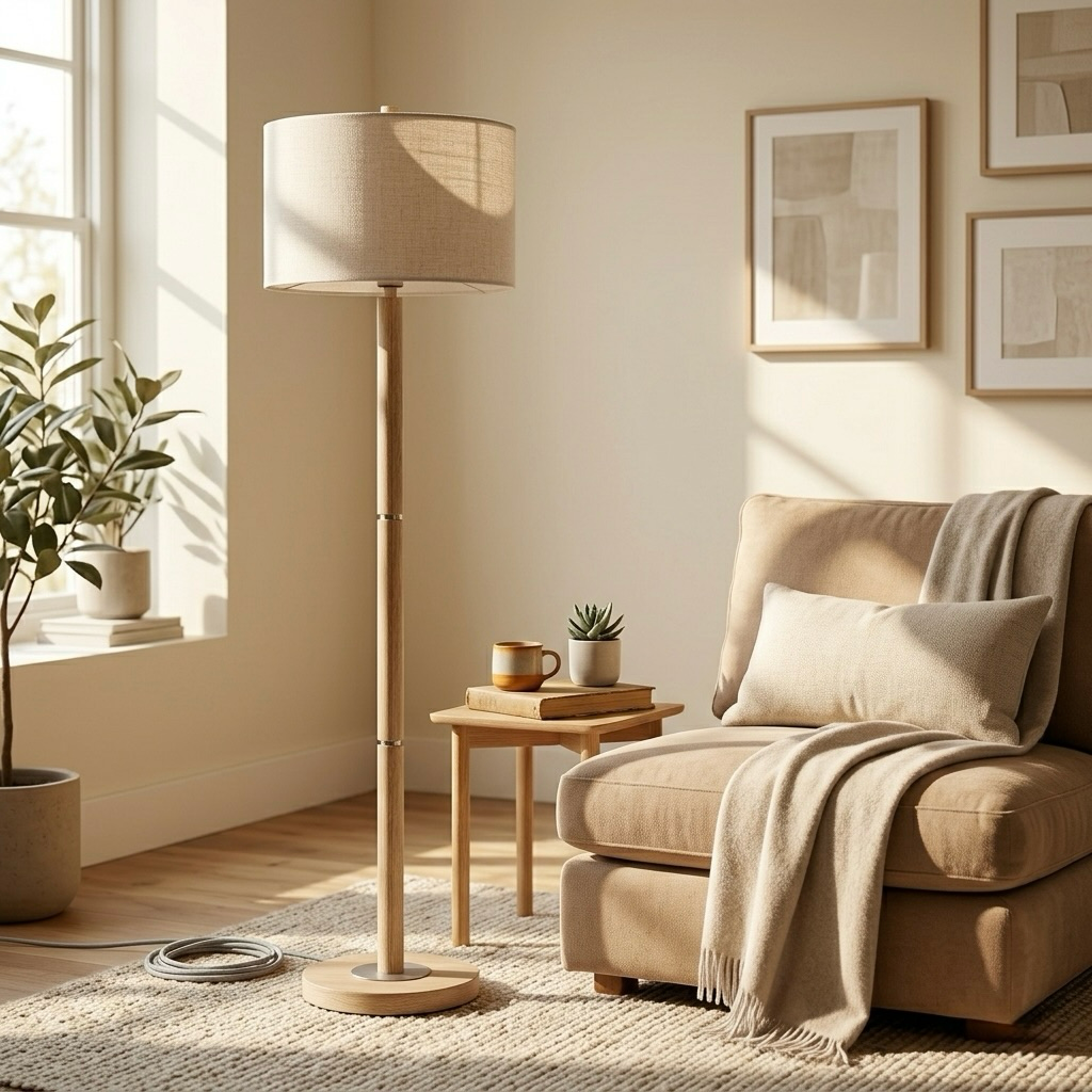 Scandinavian Oak Floor Lamp