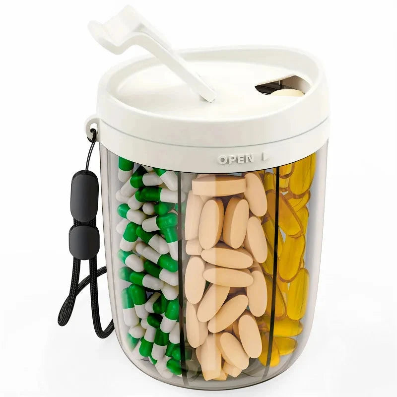 Tablet box with 6 compartments and transparent lid