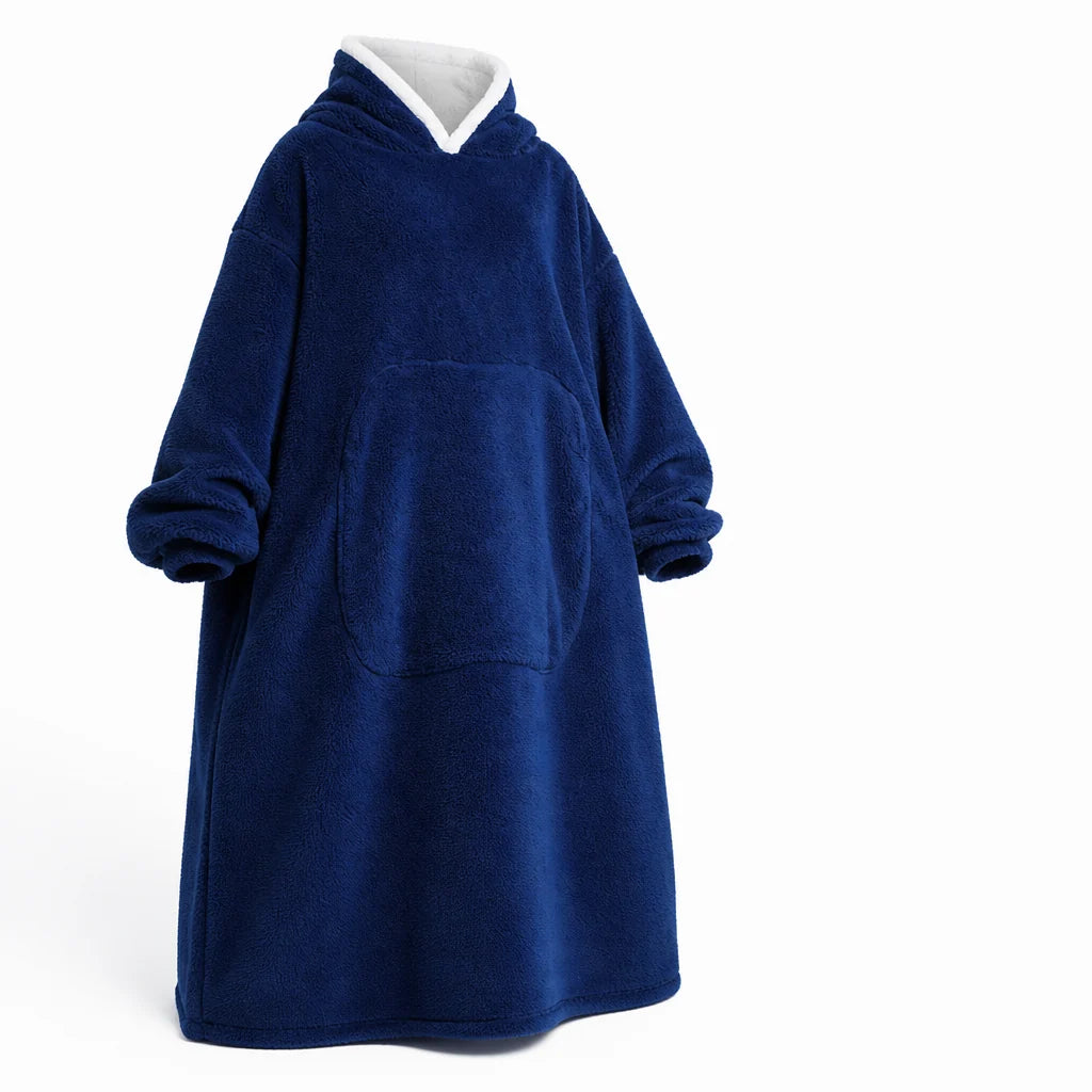 Oversized Sherpa Fleece Hoodie Blanket with Sleeves and Pocket (One Size)