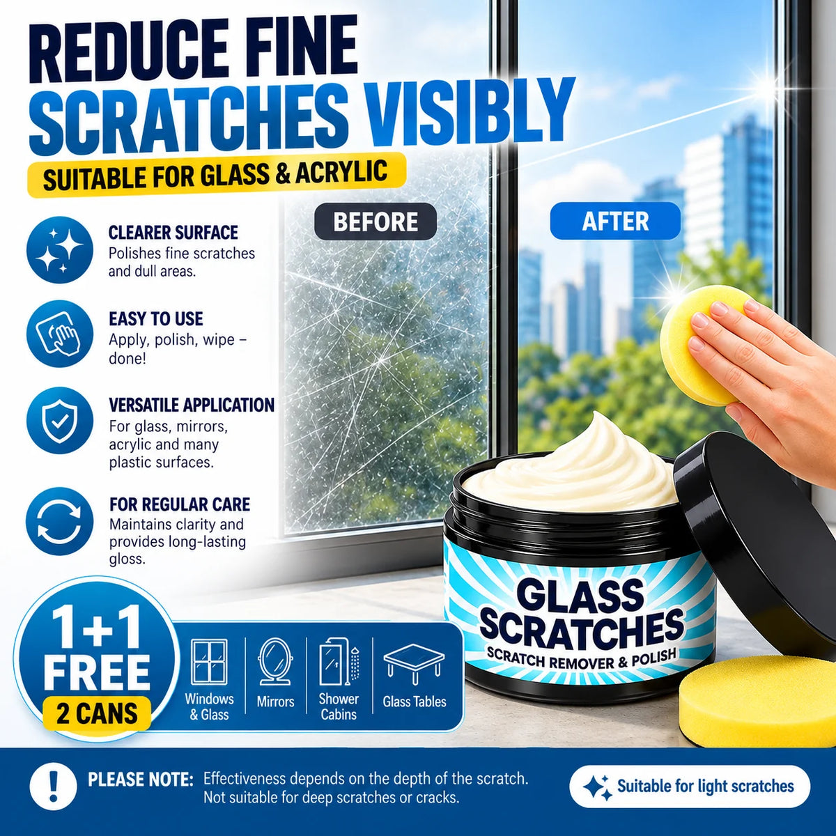 Glass & Acrylic Polishing Cream for Light Signs of Use