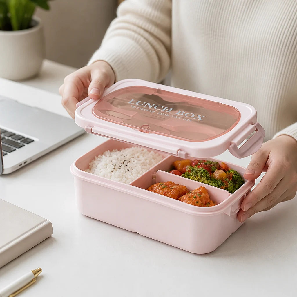 Three-Compartment Leak-Proof Bento Box (1200ml)