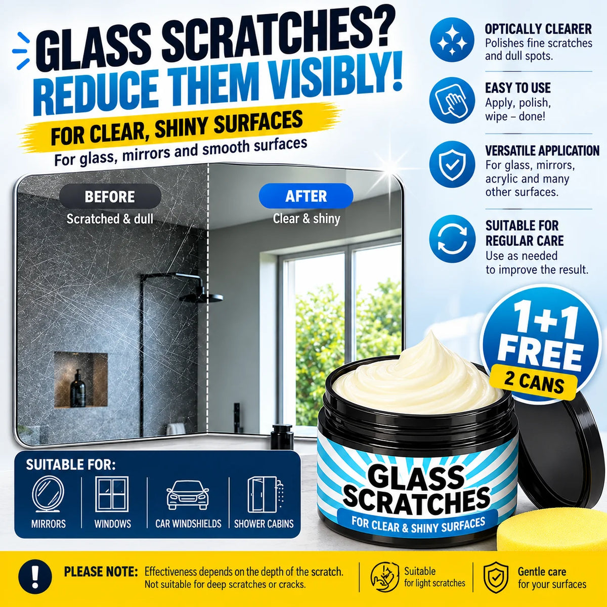 Glass & Acrylic Polishing Cream for Light Signs of Use