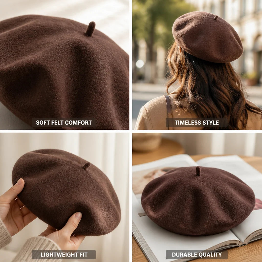 Women's Beret Soft Felt & Lightweight