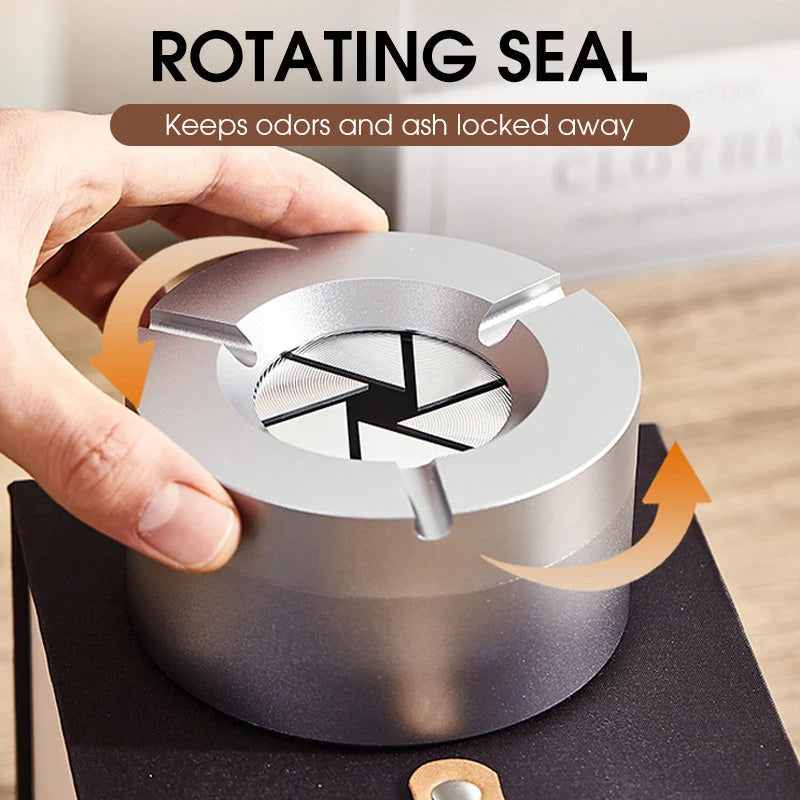 360° Stainless Steel Ashtray with Twist Lock