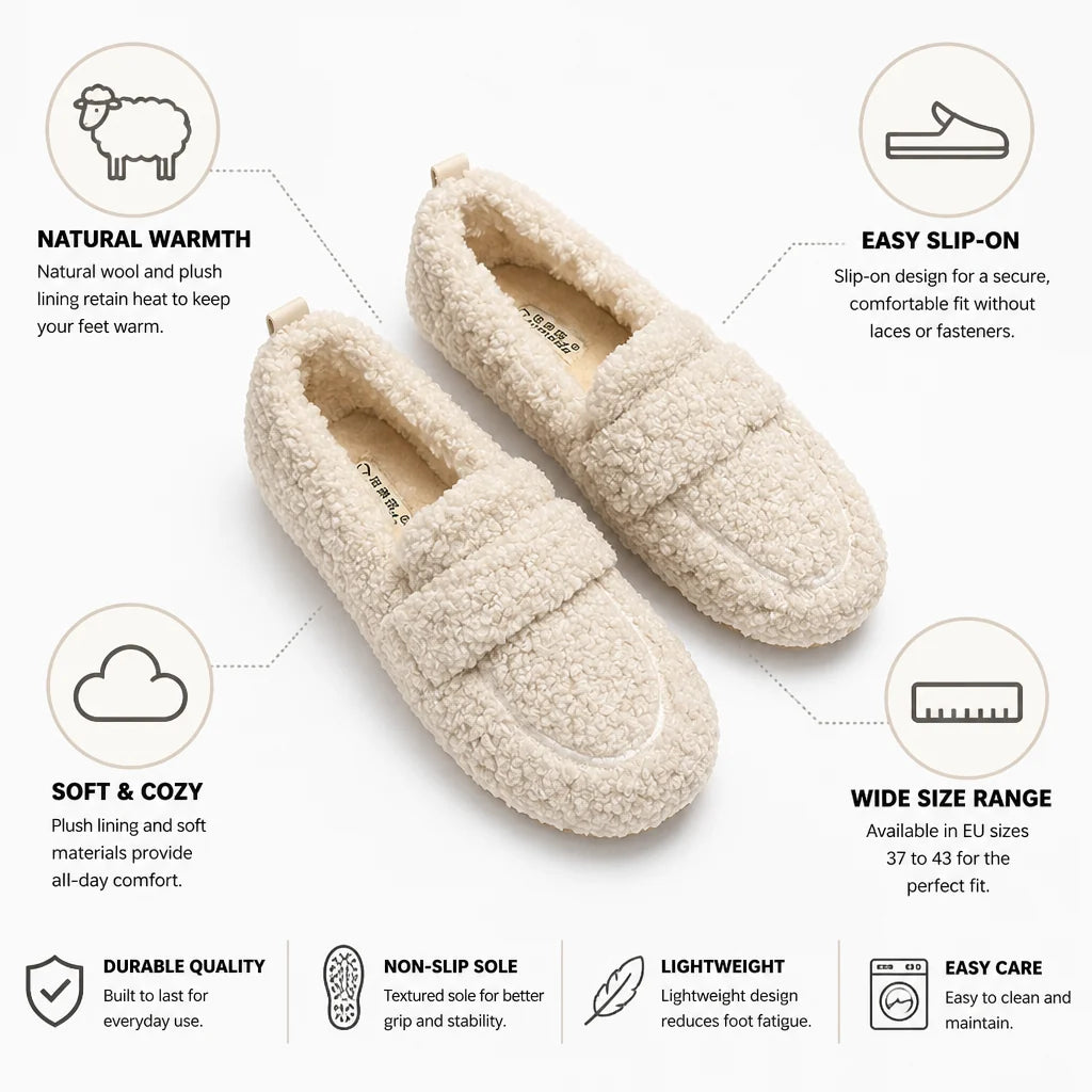 Slip-on Slippers with Wool and Plush Lining (Unisex)