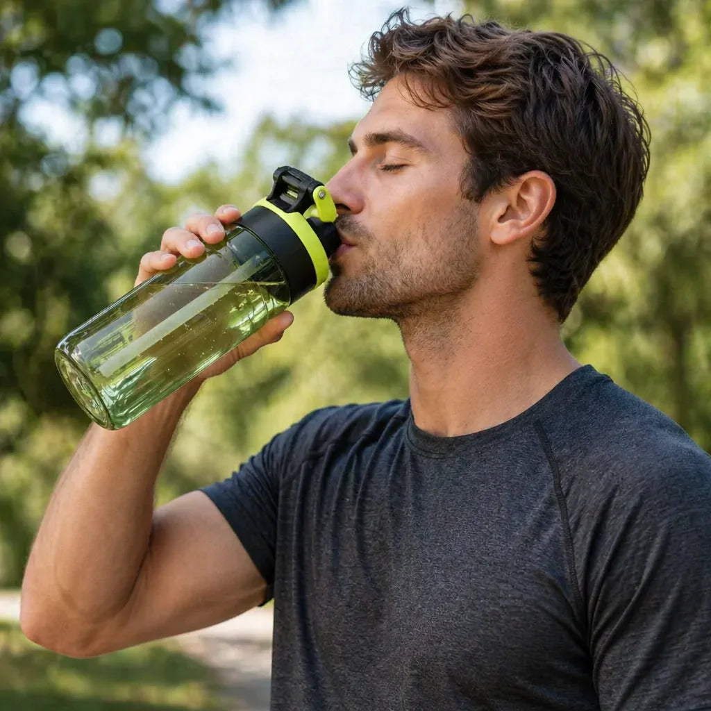 Sports Drinking Bottle with Spray Function & Straw