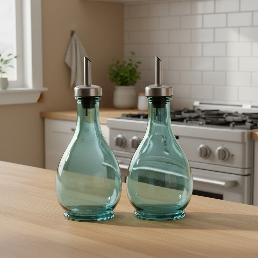 Glass Oil & Vinegar Cruet Set