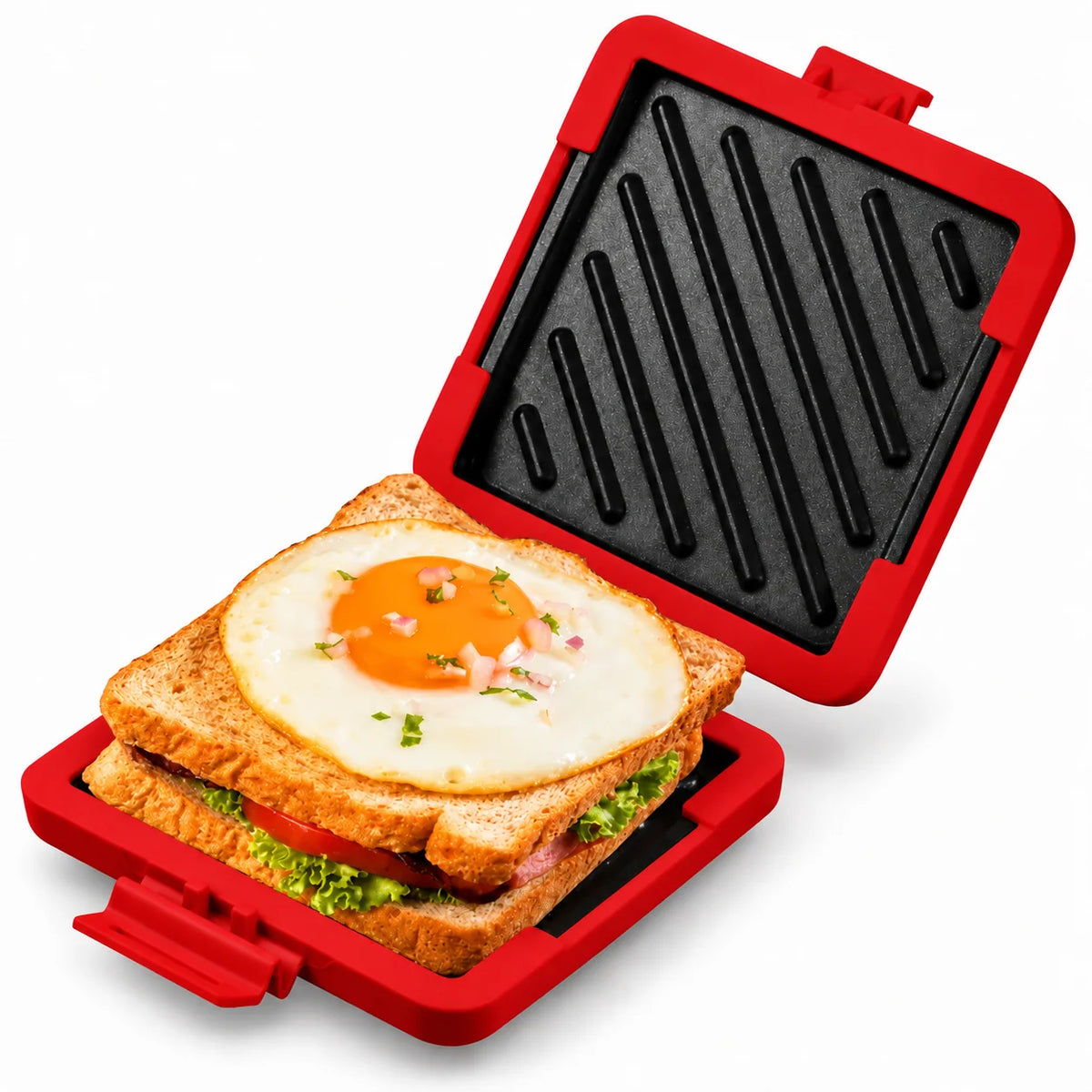 Microwave Sandwich Toaster Nonstick Plates & Silicone Handles