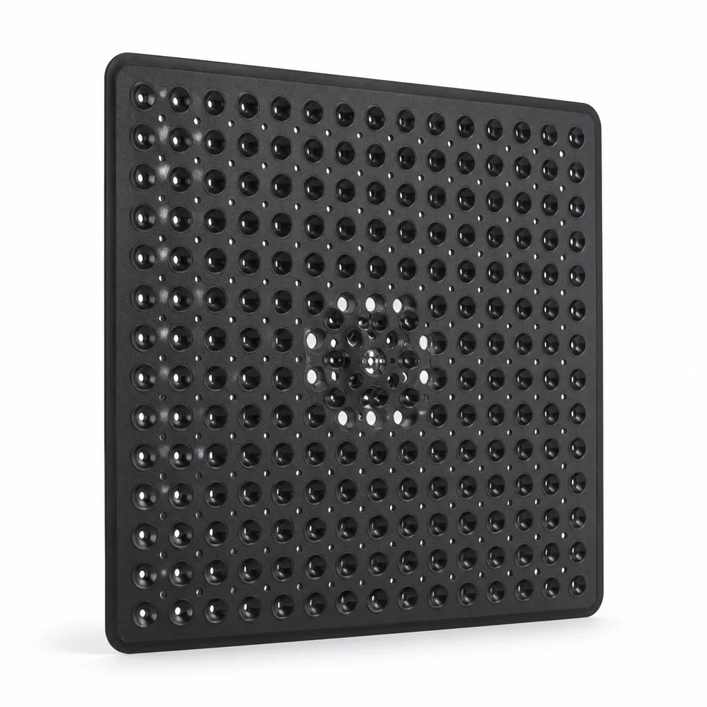 Non-slip shower mat with suction cups & quick drain (machine washable)