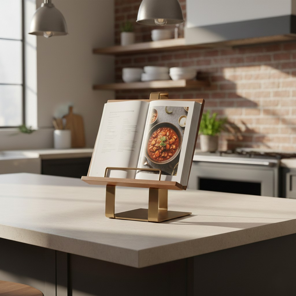Wooden Cookbook & Tablet Stand