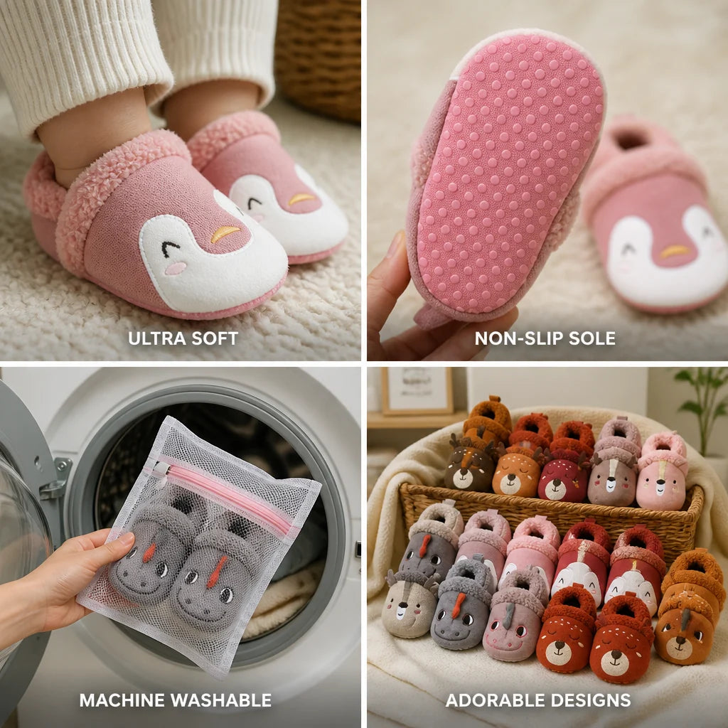 Soft, fluffy, and flexible non-slip baby booties (machine washable)