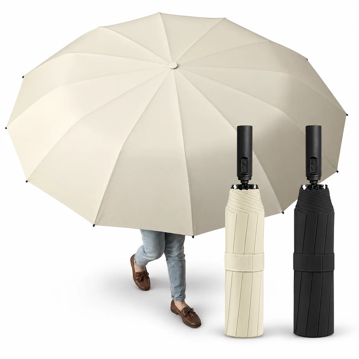 Auto Open Umbrella UPF 50+ USB-C Rechargeable