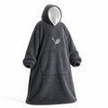 Oversized Sherpa Fleece Hoodie Blanket with Sleeves and Pocket (One Size)