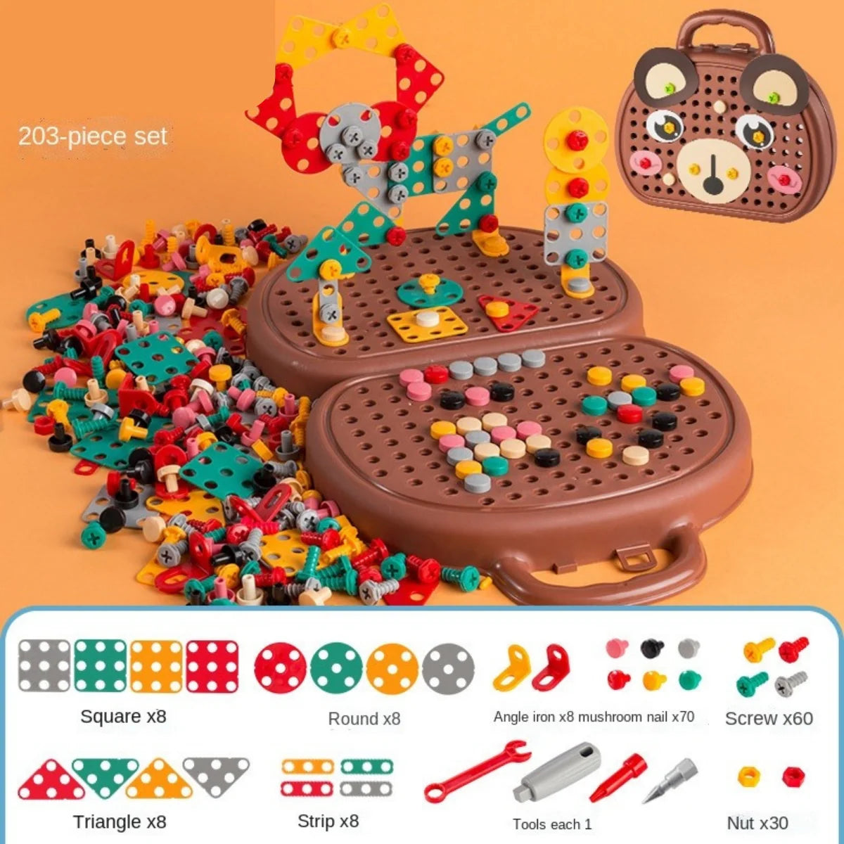Electric Building Kit 203-Piece Working Toy Drill