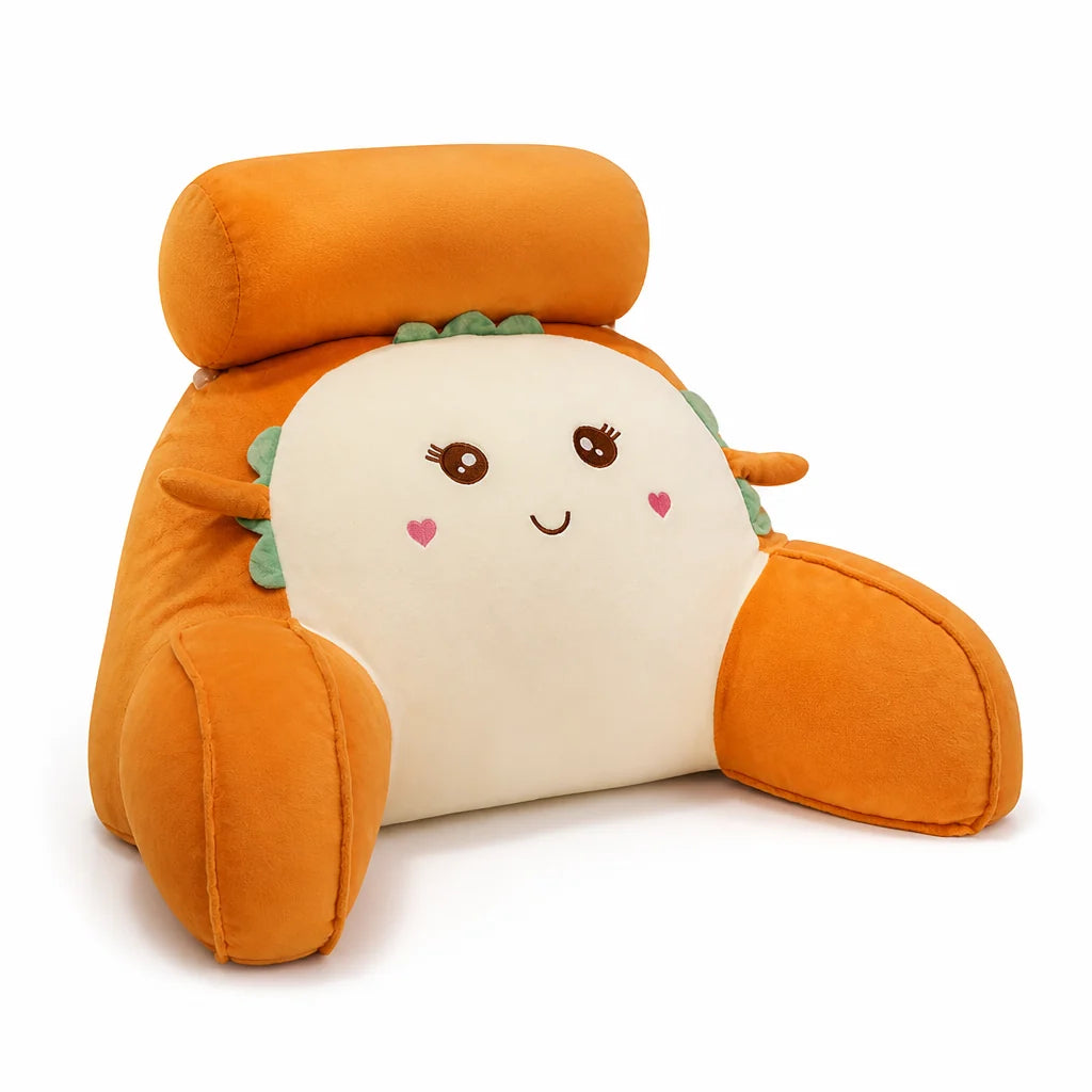Extra-large reading pillow with memory foam and backrest (with armrests)