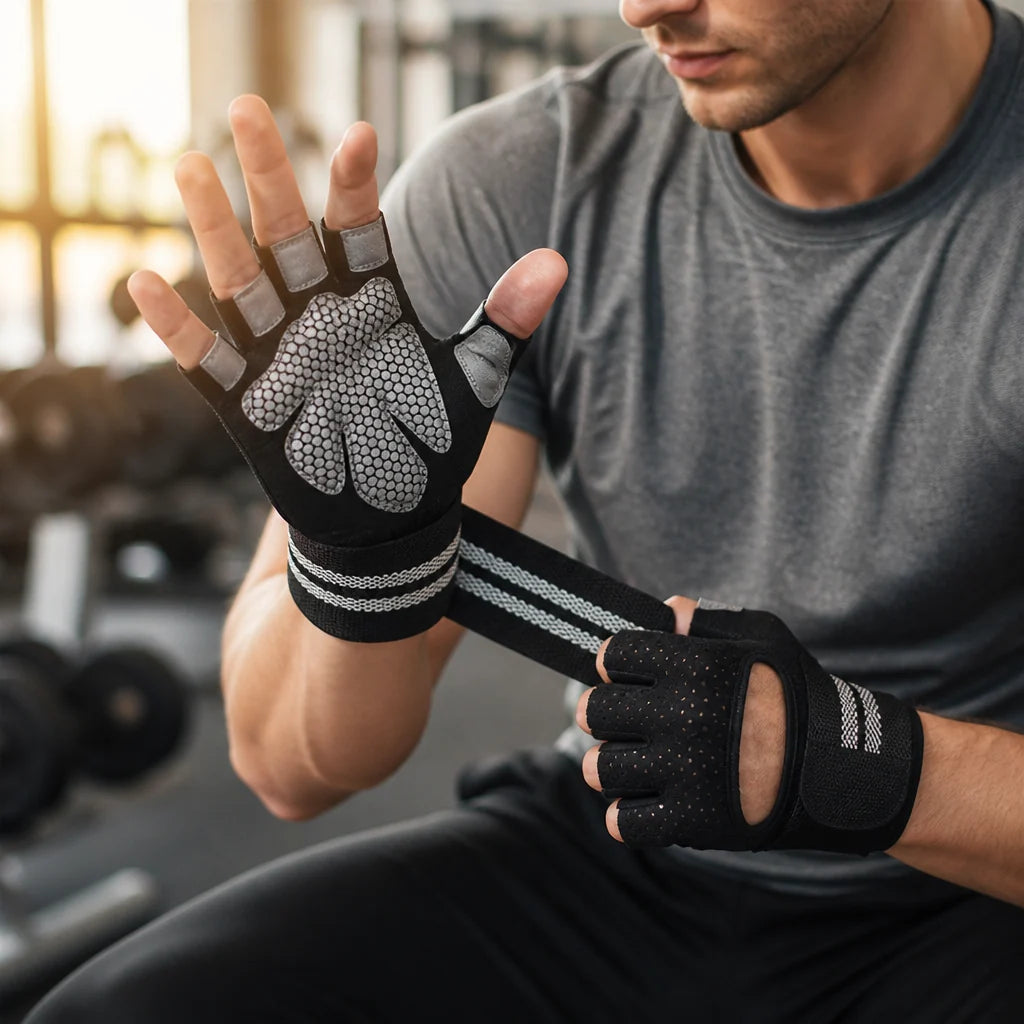 Padded Palm and Non-Slip Training Gloves (Adjustable Wrist Support)