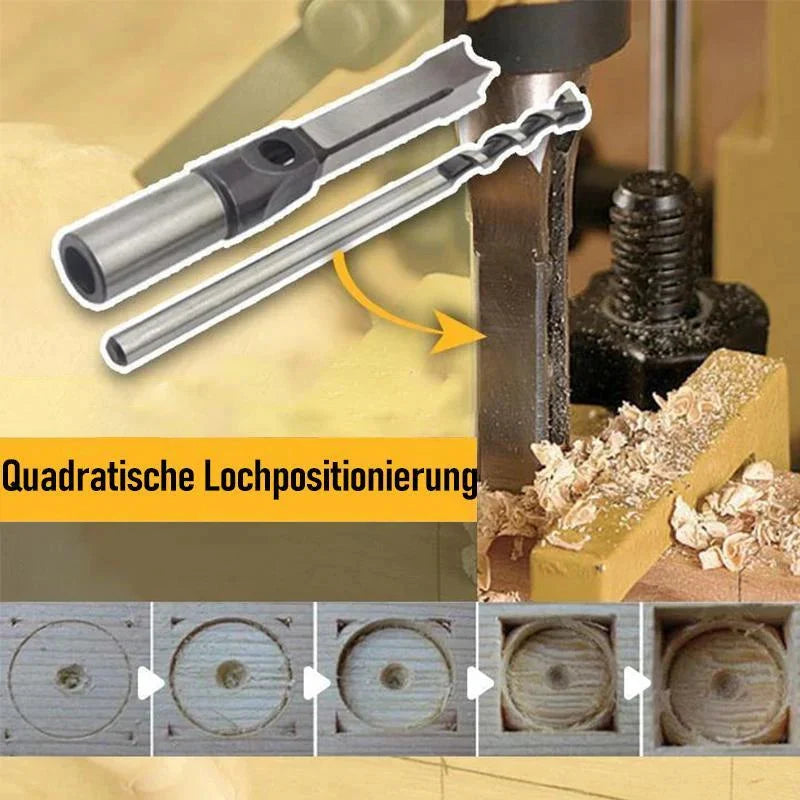 Wood drill bit set for square holes