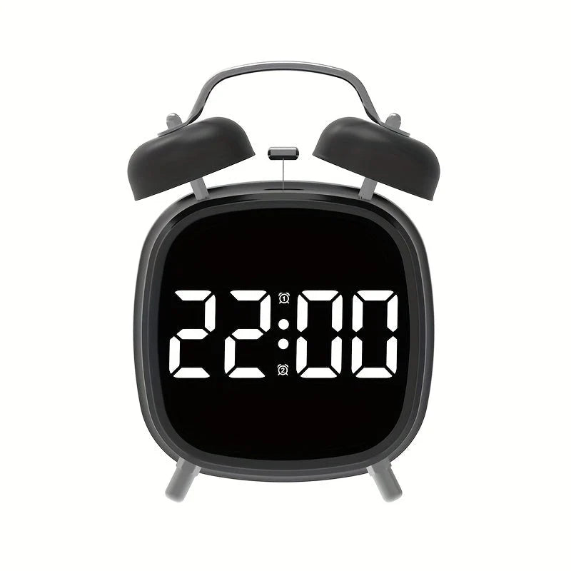 Digital alarm clock with classic double bells