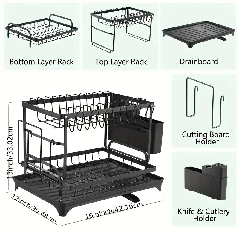 2-Tier Draining Rack with Drain