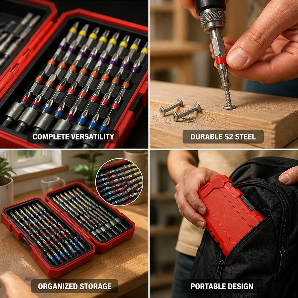 Durable S2 Steel and Color-Coded Screwdriver Bit Set (83-Piece)