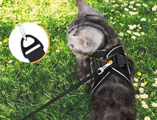 Cat Harness and Leash Escape Proof Reflective Strips