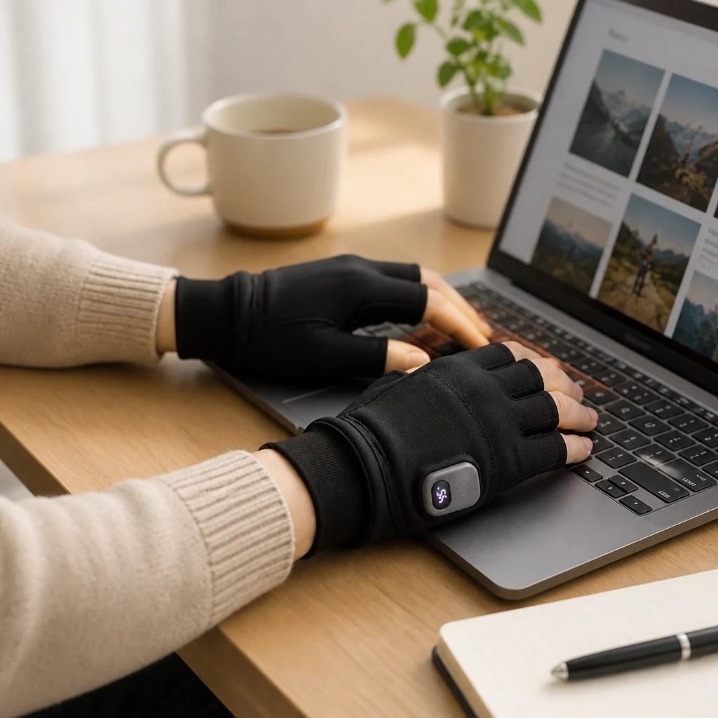 Rechargeable Heated Fingerless Gloves (Digital Temperature Display)