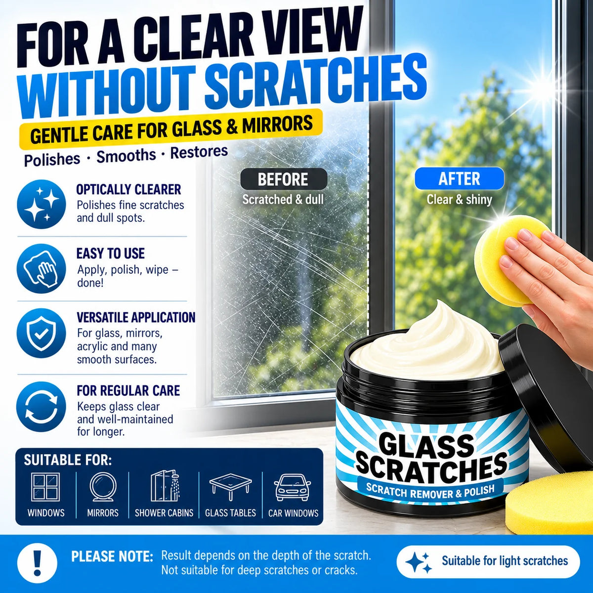 Glass & Acrylic Polishing Cream for Light Signs of Use