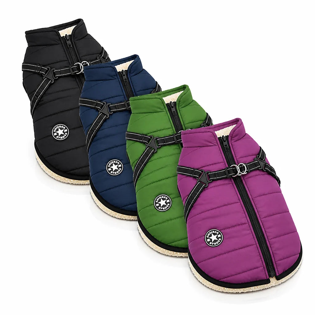 Dog Coat Water-Repellent Windproof Shell & Sherpa Fleece Lining