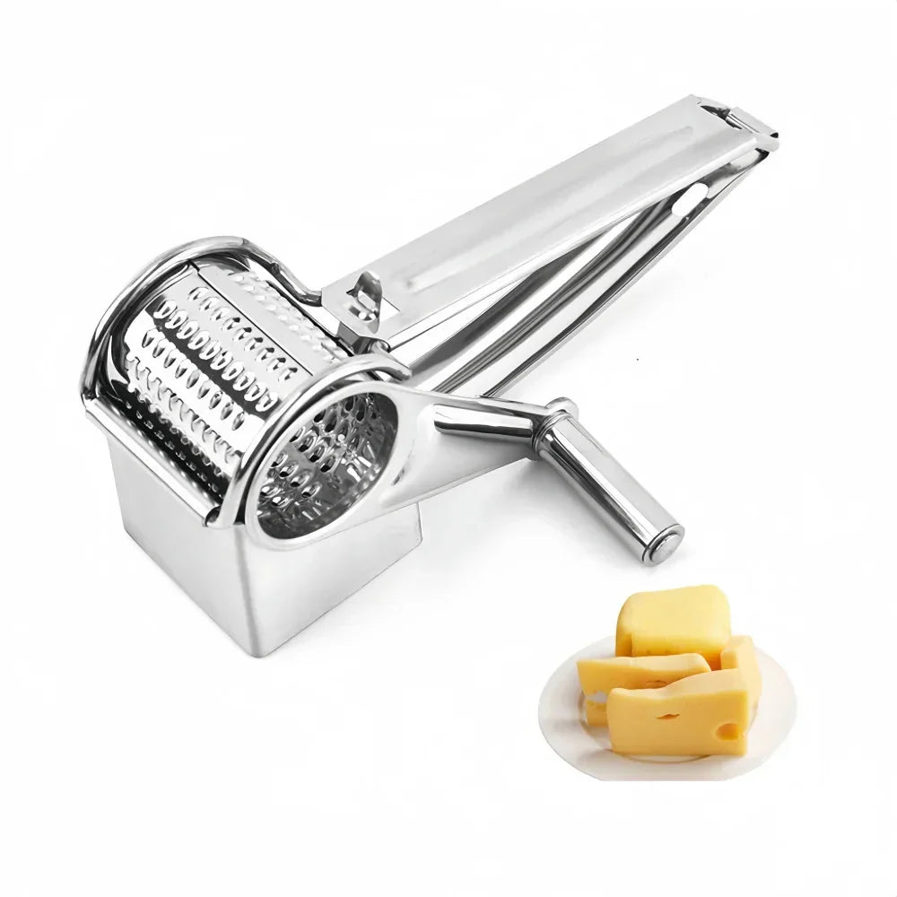 Rotary cheese grater made of stainless steel