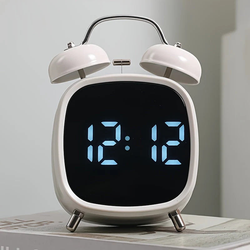 Digital alarm clock with classic double bells